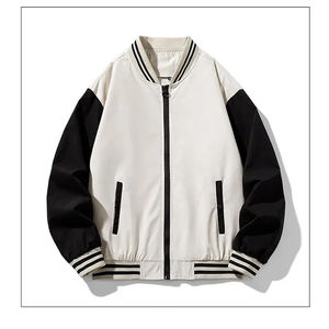 Veste universitaire en toile à col montant pour homme avec logo personnalisé et broderie frontale, design vierge - Product Image 5