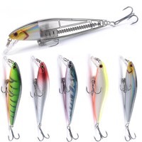 Leurre coulant lent pour eau douce, type Minnow, en métal et plastique, avec système de fixation Silver Knife, pour la pêche au bar en lac, utilisable dans toute la colonne d'eau