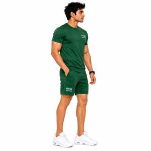 GYM ACTIVE Conjunto de Camiseta Deportiva Verde Vintage para Hombre, Estilo Invernal, Cuello Alto, Manga Corta, Secado Rápido, Tejido Ecológico 100% - Product Image 6