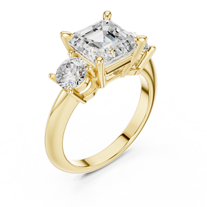 แหวนหมั้นเพชรทรง Asscher และทรงกลม ดีไซน์หรูหรา ทองคำ 14K สีเหลือง ได้รับการรับรองจาก GRA สำหรับงานแต่งงาน - Product Image 4