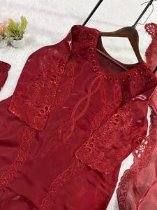 Women's Red Rayon Kurta Long <b>Loose</b> Fit Traditional Ethnic <b>Dress</b> Floor-Length Casual Wear India Pakistan Style - Product Image 6