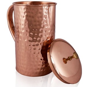 Jarra de Agua de Cobre Puro con Acabado Martillado, Jarra Ayurvédica para Beber, Jarra de Cobre Hecha a Mano en India, Jarra de Cobre para Servir, Decoración para el Hogar - Product Image 2