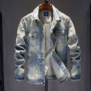 Veste en jean d'hiver à capuche pour homme, tendance, 100% coton, écologique, décontractée, classique, élastique - Product Image 4