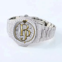 Montre analogique à quartz carrée pour homme en acier inoxydable Briva, verre entièrement serti de diamants, calendrier, luxe, écologique, légère