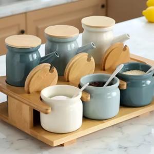 Juego de Recipientes de Cocina con Acabado Rústico Degradado y Tapa, Elegante Organizador de Encimera, Trio de Contenedores con Estilo para Despensa - Product Image 6