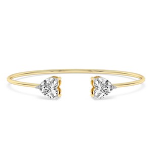 Brazalete de Oro Rosa de 14 Quilates con Diamantes de Laboratorio en Forma de Corazón Amoura (1 Ct.) Tw. Brazalete Abierto Unisex para Regalo de Boda - Product Image 4