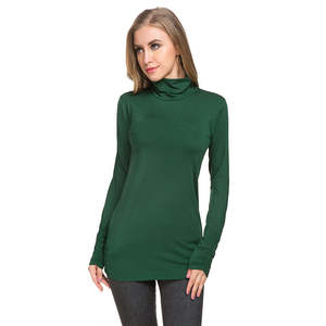 Camisetas de manga larga para mujer al por mayor, ajustadas, de cuello redondo, para primavera y otoño, camisetas básicas lisas - Product Image 3