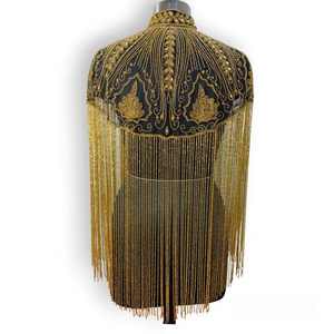 Capa de Novia de Lujo con Flecos de Cuentas Doradas, Bolero de Cristal Hecho a Mano para Vestido de Noche de Novia, Fabricante - Product Image 2