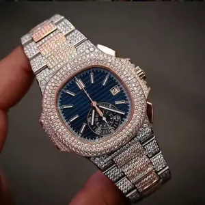 Montre à quartz élégante pour homme, sertie de diamants Moissanite, montre-bracelet haut de gamme pour homme, élégante avec diamants Moissanite - Product Image 2