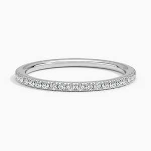 Anillo de Compromiso Apilable Valencia de Oro Blanco Sólido de 10K con Diamante Cultivado en Laboratorio, Banda de Eternidad Ancha de 1.4mm, Joyería de Oro Auténtico - Product Image 3