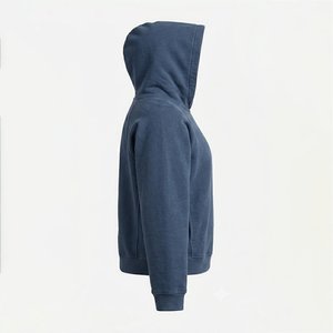Sudadera con Capucha Azul para Mujer, con Logotipo Personalizado al por Mayor, de Color Sólido, de Algodón y Felpa, de Manga Larga, para Otoño, con Bolsillos, Corte Regular - Product Image 3
