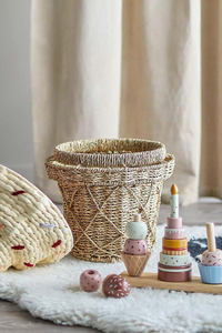 Panier créatif fait main pour enfants, en forme de cornet de glace, panier de rangement décoratif unique, design ludique, écologique, tissé naturellement - Product Image 3
