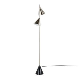 Contemporary Metal <b>Floor</b> <b>Lamp</b> 'Cone 65' with Plated Nickel and <b>Black</b> Faux Marble Metal <b>Base</b> by - Product Image 1