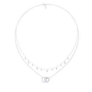 Collar de Joyería de Diamantes en Capas de Oro Blanco de 10K, 14K y 18K con Colgantes de Círculos Celestiales Entrelazados - Product Image 1