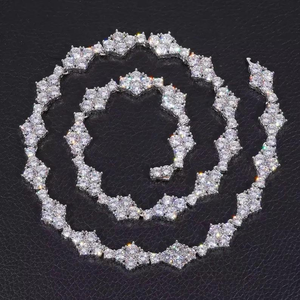 Moissanite Tennis <b>Necklace</b> Iced Out Flower Link Chain Luxury <b>Statement</b> Jewelry Sparkling <b>Necklace</b> For Men And Women - Product Image 2