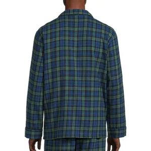 Ensemble de pyjama en flanelle à carreaux pour homme, avec cordon de serrage sur le devant, manches longues, vêtements de nuit décontractés pour l'hiver, 100% coton, respirant, léger, de haute qualité - Product Image 5