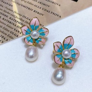 Pendientes de Pintura al Óleo con Flores en Degradado Estilo Francés Retro, Accesorios de Perlas con Encanto Femenino, Diseño Fresco y Dulce - Product Image 5