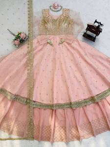 Ensemble de Robe Anarkali Lehenga en Faux Georgette de Luxe pour Mariage, avec Dupatta, Entièrement Cousu, Tenue Ethnique Indienne, Ensemble Lehenga 3 Pièces - Product Image 6