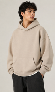 Men's 100% Cotton Hoodies Sweatshirts Heavy Weight <b>Thick</b> <b>Fleece</b> Regular Fit Solid Pattern Knitted Weaving Custom Anti-Wrinkle - Product Image 2