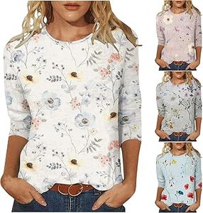 Floral Print <b>Sweet</b> Long Breathable Casual Women's 2026 Summer Cotton Blouse <b>Heart</b> Print Off-Shoulder T-Shirt Lace Trim - Product Image 2