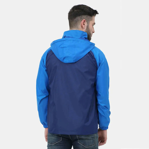 Top Trendy <b>Men's</b> Hooded Windbreaker <b>Jacket</b> Blue Color Blocking Casual Zipper Front Polyester Autumn Wear Breathable - Product Image 3