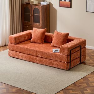 Divano Letto Convertibile Comodo con Supporto Lombare a Cuscino e Braccioli, Futon Lounge Sleeper C-Product - Product Image 1