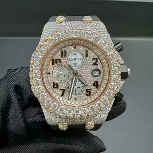 Reloj de Cuarzo Premium para Hombre con Incrustaciones de Diamantes Moissanite, Diseño Urbano, Estilo Lujoso Completamente Incrustado - Product Image 4