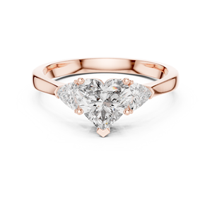 Bague de fiançailles en moissanite en forme de cœur à trois pierres, en argent sterling 925, avec pierres latérales taille triligne, pour femme - Product Image 5