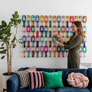 Arte de Pared de Resina, Cadena de Eslabones Colorida, Decoración Hecha a Mano para el Hogar, Escultura - Product Image 1