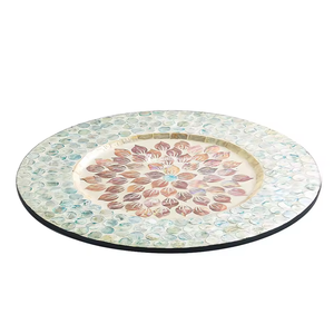 Mother of Pearl Placemat, Shell Inlay Charger Plate, Mosaic Round <b>Table</b> Mat for Fine <b>Dining</b> & Wedding Decor - Product Image 3
