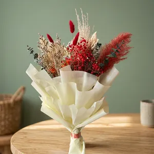 Mini Ramo de Flores Secas, Ramo de Tallos Florales Preservados, Eucalipto y Algodón Reales para Jarrones, Decoración de Bodas y Navidad - Product Image 3