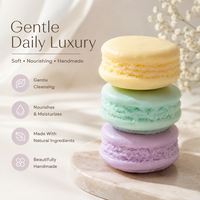 Ensemble de savons macaron bio transparents faits main sur mesure ODM, à base de plantes, blanchissants, naturels, à base de plantes, taille standard, marque privée