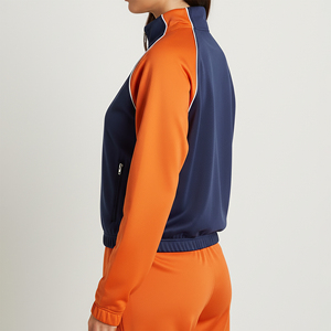 เสื้อสเวตเชิ้ตซิปแบบมีสีตัดกัน ผลิตตามสั่ง OEM/ODM ผ้าโพลีเอสเตอร์ 100% สำหรับผู้หญิง สวมใส่สบาย ระบายอากาศได้ดี น้ำหนักเบา - Product Image 2