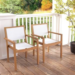 Set di 2 Sedie da Pranzo Impilabili per Esterni con Telaio in Legno di Acacia per Giardino - Product Image 6