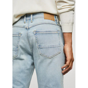 Jean en denim pour homme, style urbain, taille haute, coupe droite, 100% coton, respirant, écologique, délavé, à prix abordable - Product Image 2