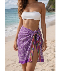 Handmade Wooden Block Print Cotton Scarves Leaf Pattern Lightweight & Breathable Beachwear for Women - Product Image 1