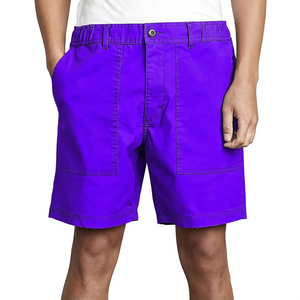 <b>Men's</b> Solid <b>Green</b> Cotton <b>Shorts</b> With Pockets Button Fly Casual Style Mid Waist Woven Oxford Fabric Breathable - Product Image 6