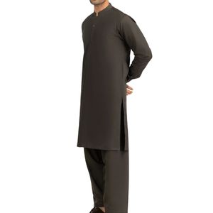 Shalwar Kameez Gris Carbón Liso de Alta Calidad, Transpirable, Suave al Tacto, Ajuste Cómodo, Tradicional Pakistaní para Hombre - Product Image 3