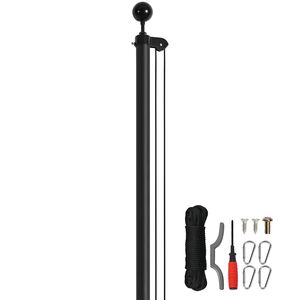 Kit Asta Portabandiera Sezionale in Lega di Alluminio Rinforzata da 9 Metri per Esterni con 3 Modalità di Visualizzazione per Bandiere Promozionali 3x5 - Product Image 1