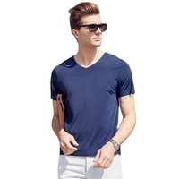 T-shirt de sport d'été noir pour homme, col en V, manches courtes, doux, respirant, séchage rapide, 100 % coton, anti-plis, anti-boulochage