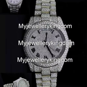 Reloj de Lujo para Hombre con Caja de Acero Inoxidable y Moissanita de Alta Calidad, Estilo Hip-Hop, VVS, Brillante, Completamente Cubierto de Diamantes, Resistente al Agua 10 Bar - Product Image 1