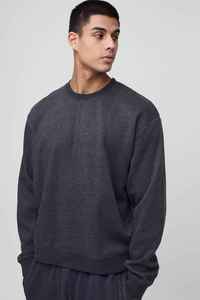 Suéter de Punto para Hombre, Cuello Redondo, Color Gris Oscuro, Corte Regular, Manga Larga, Estilo Casual para Otoño - Product Image 3