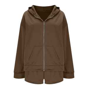 Custom Women's Hoodie And Jogger <b>Set</b> <b>Lounge</b> Wear Sweatshirt <b>Two</b> <b>Piece</b> Cotton Shorts <b>Set</b> Casual Sportswear Outfit - Product Image 2