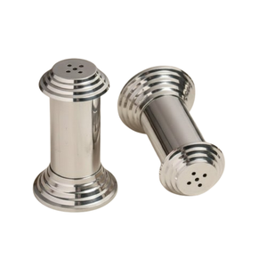 Saleros y Pimenteros Modernos de Acero Inoxidable, Diseño Elegante en Escalones, Dispensador de Condimentos Metálico para Cocina y Mesa de Comedor - Product Image 1
