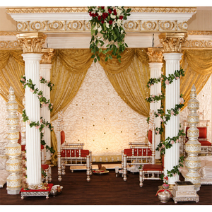 Traditional Wedding Roman Mandap <b>Square</b> Mandap <b>Set</b> with Fiber Material Customized Size for Wedding Events - Product Image 1