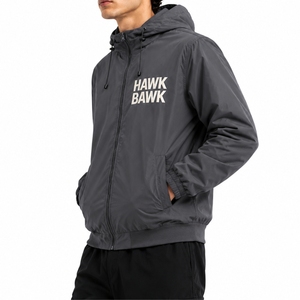 Men Winter Hooded Windbreaker <b>Jacket</b> <b>Zipper</b> Closure Elastic Waist Side Hand <b>Pockets</b> Long Sleeve Lightweight Comfortable Letter - Product Image 3