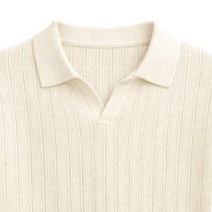 Polo en maille à coutures verticales pour homme, manches courtes, 100 % coton, coupe ajustée, respirant, haut décontracté d'été, vente en gros OEM, mode - Product Image 6