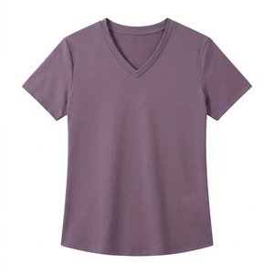 Camiseta Holgada con Cuello en V y Mangas Abullonadas para Mujer, Suave y Transpirable, 60% Poliéster, Informal, Personalizable, para Verano - Product Image 1