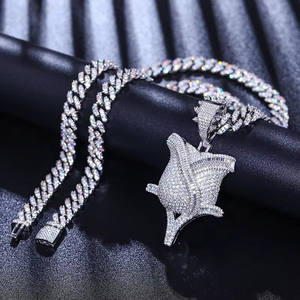 Colgante de Flor de Rosa de Moissanita Plateada Iced Out, Collar de Diamantes Estilo Hip Hop, Amuleto para Hombres, Mujeres, Unisex, Joyería de Moda, Regalo - Product Image 2