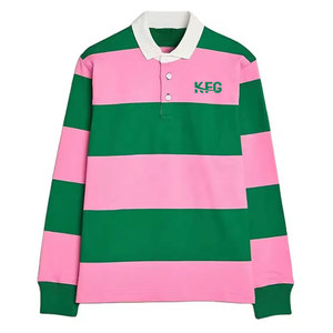 เสื้อรักบี้ผู้ชายผ้าฝ้ายถักคุณภาพพรีเมียม สีพื้น ปักโลโก้ ระบายอากาศได้ดี บริการ OEM แบบกำหนดเองสำหรับทีม - Product Image 1